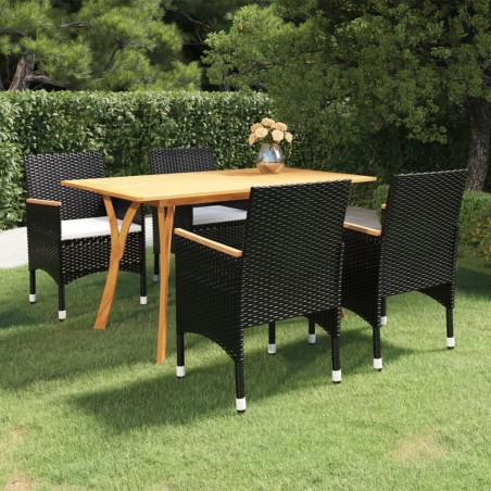 vidaXL Juego de comedor para jardín de 5 piezas negro