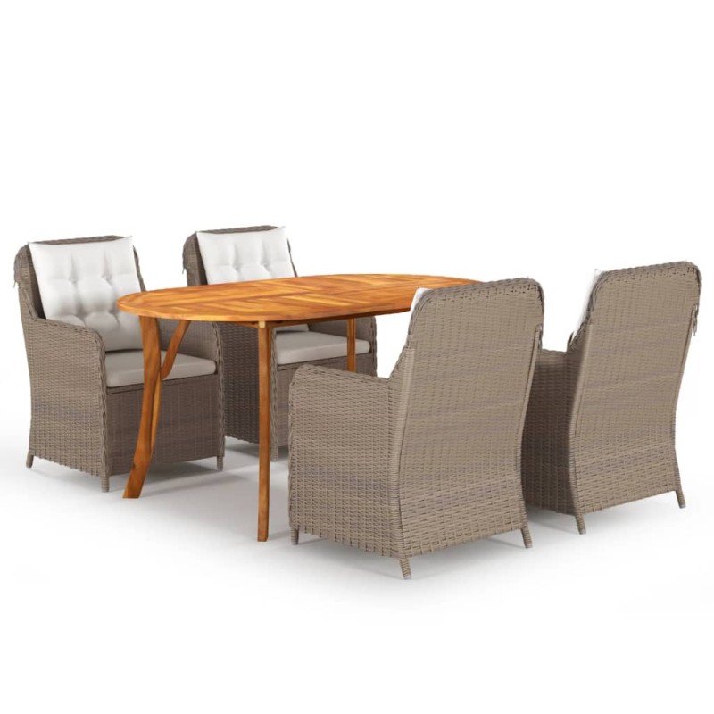 vidaXL Juego de comedor para jardín 5 piezas marrón vidaXL Juego de comedor para jardín 5 piezas marrón