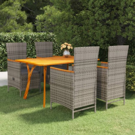 vidaXL Juego de comedor para jardín 5 piezas gris