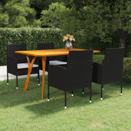 vidaXL Juego de comedor para jardín de 5 piezas negro