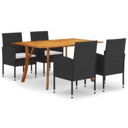 vidaXL Juego de comedor para jardín de 5 piezas negro