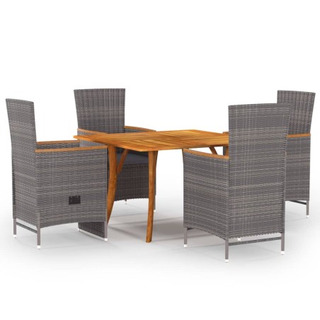 vidaXL Juego de comedor de jardín 5 piezas gris