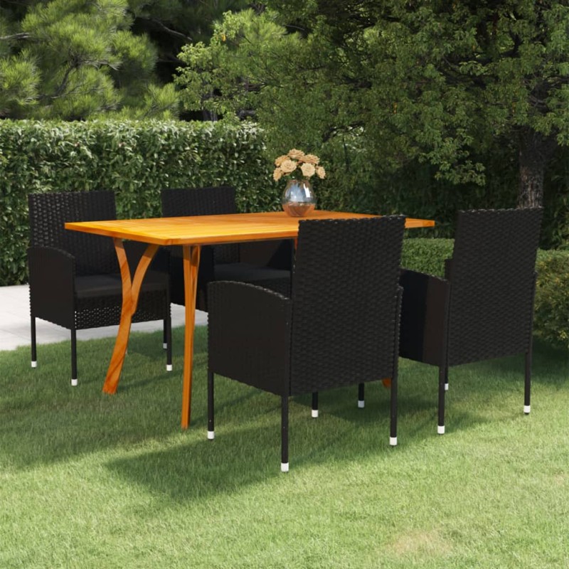 vidaXL Juego de comedor para jardín de 5 piezas negro vidaXL Juego de comedor para jardín de 5 piezas negro