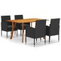 vidaXL Juego de comedor para jardín de 5 piezas negro vidaXL Juego de comedor para jardín de 5 piezas negro