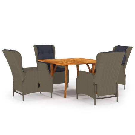 vidaXL Juego de comedor de jardín 5 piezas marrón