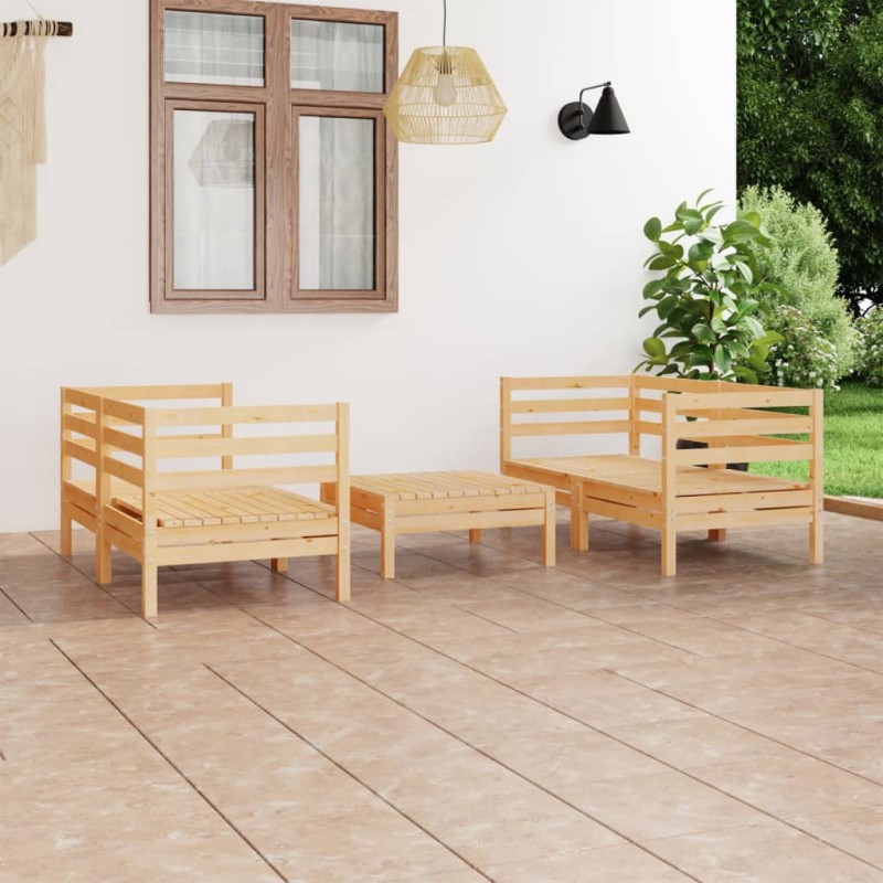 vidaXL Juego de muebles de jardín 5 piezas madera maciza de pino vidaXL Juego de muebles de jardín 5 piezas madera maciza de pino