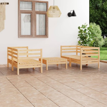 vidaXL Juego de muebles de jardín 5 piezas madera maciza de pino