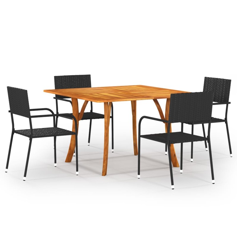 vidaXL Juego de comedor para jardín de 5 piezas negro vidaXL Juego de comedor para jardín de 5 piezas negro