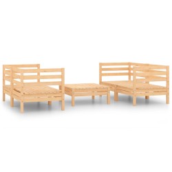 vidaXL Juego de muebles de jardín 5 piezas madera maciza de pino