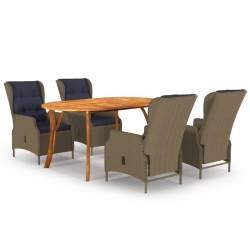vidaXL Juego de comedor para jardín de 5 piezas marrón