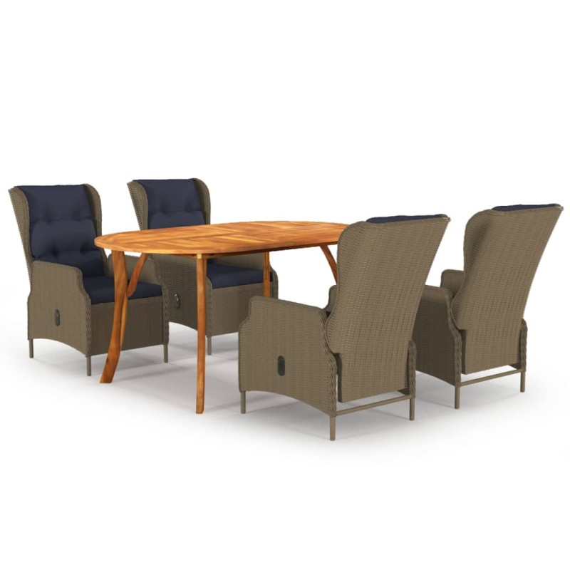 vidaXL Juego de comedor para jardín de 5 piezas marrón vidaXL Juego de comedor para jardín de 5 piezas marrón