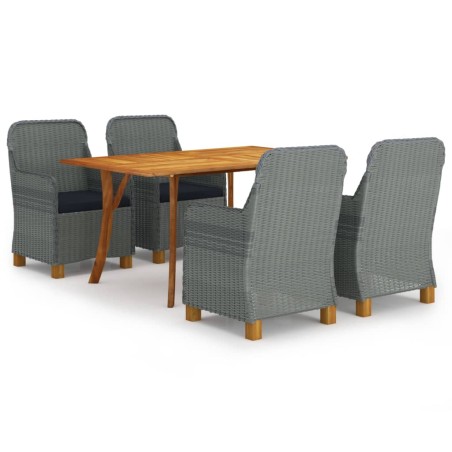 vidaXL Juego de comedor para jardín de 5 piezas gris claro