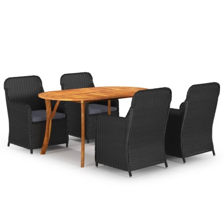 vidaXL Juego de comedor para jardín 5 piezas negro