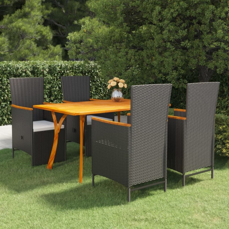 vidaXL Juego de comedor para jardín 5 piezas negro vidaXL Juego de comedor para jardín 5 piezas negro