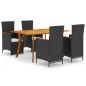 vidaXL Juego de comedor para jardín 5 piezas negro vidaXL Juego de comedor para jardín 5 piezas negro