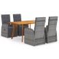 vidaXL Juego de comedor para jardín 5 piezas gris vidaXL Juego de comedor para jardín 5 piezas gris