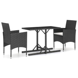 vidaXL Juego de comedor para jardín 3 piezas negro