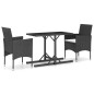 vidaXL Juego de comedor para jardín 3 piezas negro