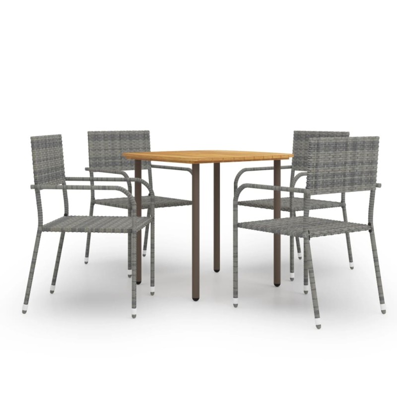 vidaXL Set comedor jardín 5 pzas ratán sintético gris antracita