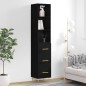 vidaXL Aparador de madera contrachapada negro 34,5x34x180 cm