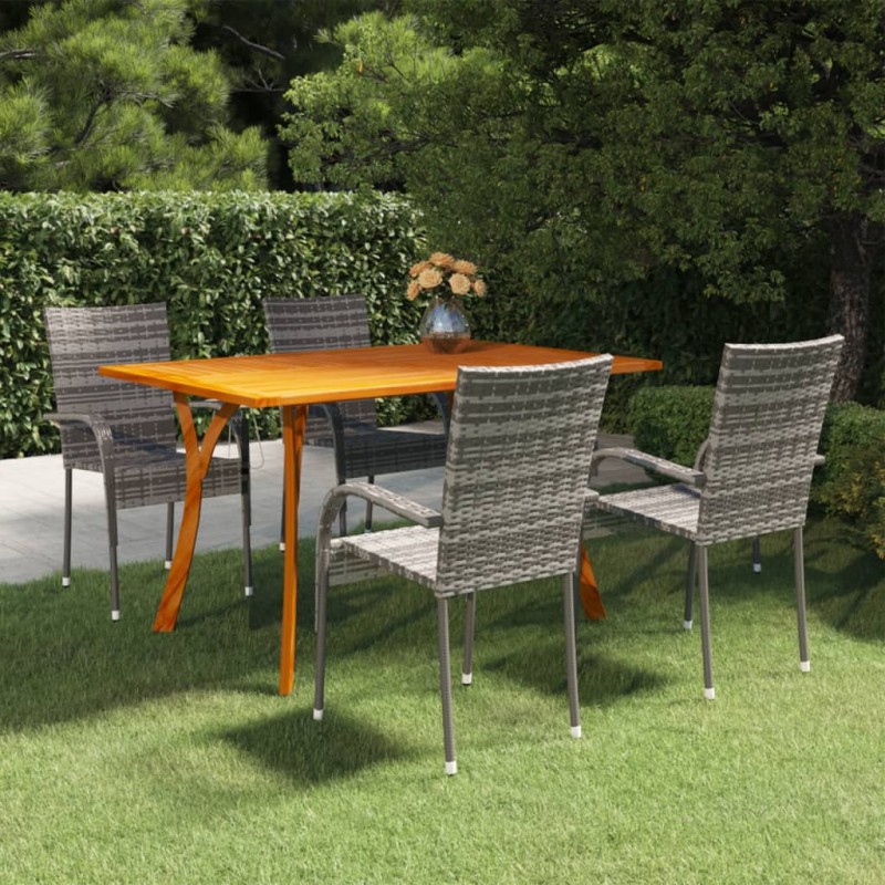 vidaXL Juego de comedor para jardín 5 piezas gris vidaXL Juego de comedor para jardín 5 piezas gris
