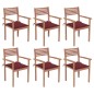 vidaXL Sillas apilables de jardín 6 uds madera de teca con cojines vidaXL Sillas apilables de jardín 6 uds madera de teca con cojines