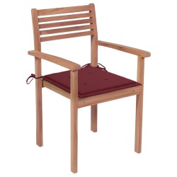 vidaXL Sillas apilables de jardín 6 uds madera de teca con cojines
