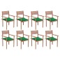 vidaXL Sillas apilables de jardín 8 uds madera de teca con cojines vidaXL Sillas apilables de jardín 8 uds madera de teca con cojines