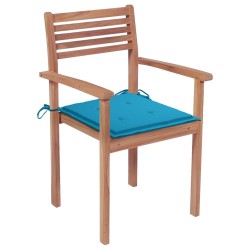 vidaXL Sillas apilables de jardín 6 uds madera de teca con cojines
