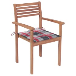vidaXL Sillas apilables de jardín 8 uds madera de teca con cojines