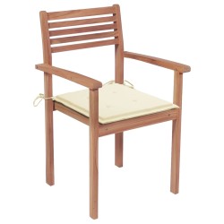 vidaXL Sillas apilables de jardín 6 uds madera de teca con cojines