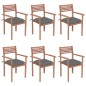 vidaXL Sillas apilables de jardín 6 uds madera de teca con cojines vidaXL Sillas apilables de jardín 6 uds madera de teca con cojines