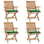 vidaXL Sillas de jardín plegables 4 uds madera maciza teca con cojines vidaXL Sillas de jardín plegables 4 uds madera maciza teca con cojines