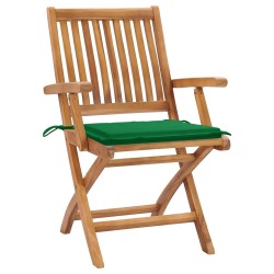 vidaXL Sillas de jardín plegables 4 uds madera maciza teca con cojines