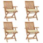 vidaXL Sillas de jardín plegables 4 uds madera maciza teca con cojines vidaXL Sillas de jardín plegables 4 uds madera maciza teca con cojines