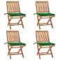 vidaXL Sillas de jardín plegables 4 uds madera maciza teca con cojines vidaXL Sillas de jardín plegables 4 uds madera maciza teca con cojines