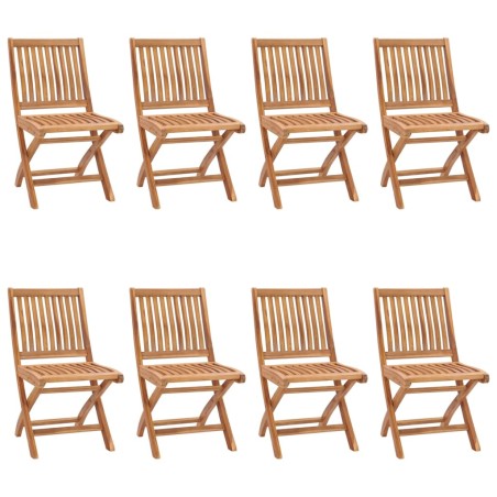 vidaXL Sillas de jardín plegables 8 unidades madera maciza de teca