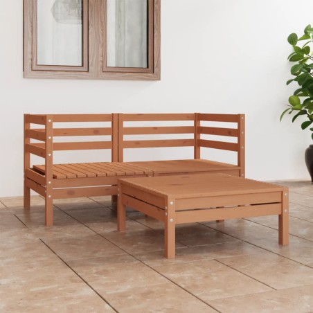 vidaXL Juego muebles de jardín 3 pzas madera maciza pino marrón miel