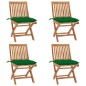 vidaXL Sillas de jardín plegables 4 uds madera maciza teca con cojines vidaXL Sillas de jardín plegables 4 uds madera maciza teca con cojines
