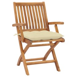 vidaXL Sillas de jardín plegables 8 uds madera maciza teca con cojines