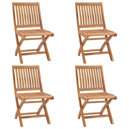 vidaXL Sillas de jardín plegables 4 unidades madera maciza de teca