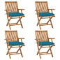 vidaXL Sillas de jardín plegables 4 uds madera maciza teca con cojines vidaXL Sillas de jardín plegables 4 uds madera maciza teca con cojines