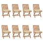 vidaXL Sillas de jardín plegables 8 uds madera maciza teca con cojines vidaXL Sillas de jardín plegables 8 uds madera maciza teca con cojines