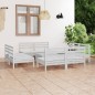 vidaXL Juego de muebles de jardín 9 piezas madera maciza pino blanco vidaXL Juego de muebles de jardín 9 piezas madera maciza pino blanco