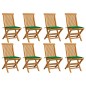 vidaXL Sillas de jardín 8 uds madera maciza de teca con cojines verdes vidaXL Sillas de jardín 8 uds madera maciza de teca con cojines verdes