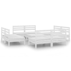 vidaXL Juego de muebles de jardín 9 piezas madera maciza pino blanco