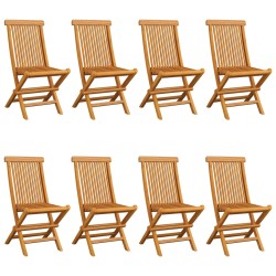 vidaXL Sillas de jardín 8 uds teca maciza con cojines blanco crema
