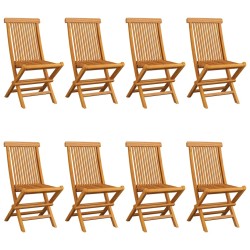 vidaXL Sillas de jardín 8 uds madera maciza de teca cojines azul claro