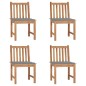 vidaXL Sillas de jardín 4 unidades madera maciza de teca con cojines vidaXL Sillas de jardín 4 unidades madera maciza de teca con cojines