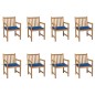 vidaXL Sillas de jardín 8 uds madera maciza de teca cojines azul royal vidaXL Sillas de jardín 8 uds madera maciza de teca cojines azul royal